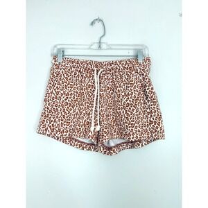 Lou & Grey Shorts Womens XS Leopard Print French Terry Drawstring Lounge Brown